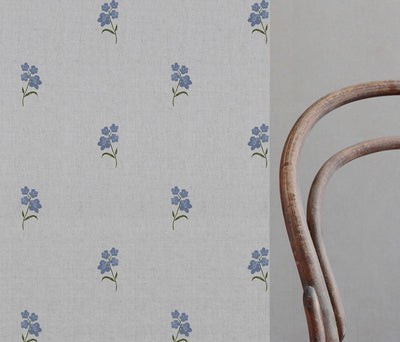 Cree Denim - Floral Blue print on Linen Cotton fabric