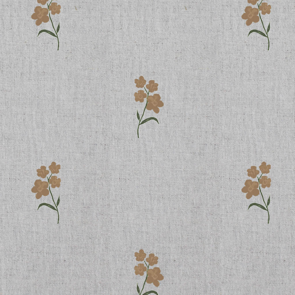 Cree Sand - Floral Brown print on Linen Cotton fabric