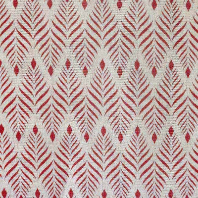 Sylvia Crimson Red - Red abstract print on Natural fabric