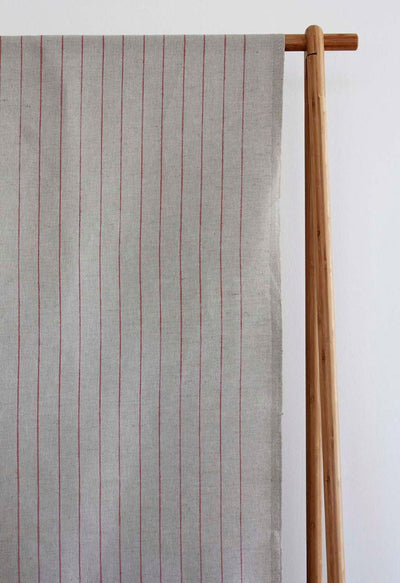 Solveig Crimson Red - Curtain fabric with Red stripes