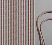 Evelina Crimson Red - Natural curtain fabric with Red and Brown Striped print