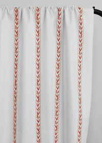 Helena Crimson Red- curtain fabric with Red striped print
