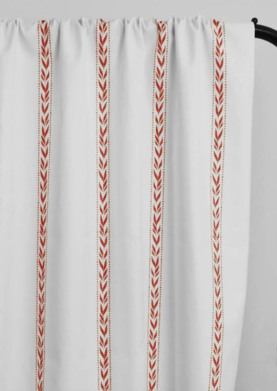 Helena Crimson Red- curtain fabric with Red striped print