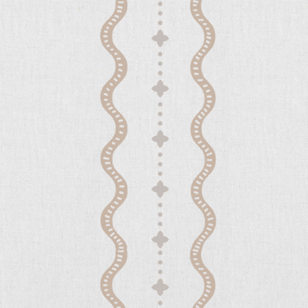 Daphne Pastel Brown-WHT - White fabric with Brown Print. Abstract Print, Linen Mix