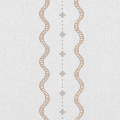 Daphne Pastel Brown-WHT - White fabric with Brown Print. Abstract Print, Linen Mix