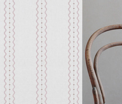 Daphne Peony-WHT - White fabric with Pale Pink Print. Abstract Print, Linen Mix