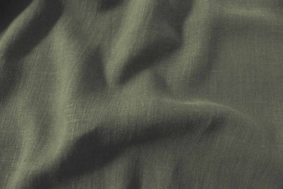 Dark Green Linen Cotton fabric. Very soft - close-up. Enni Moss Green by Ada & Ina