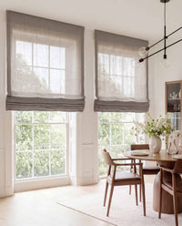 Dark Grey Linen Roman blinds. Made of 280 cm wide soft 100% Linen fabric Vilgot Granite by Ada & Ina