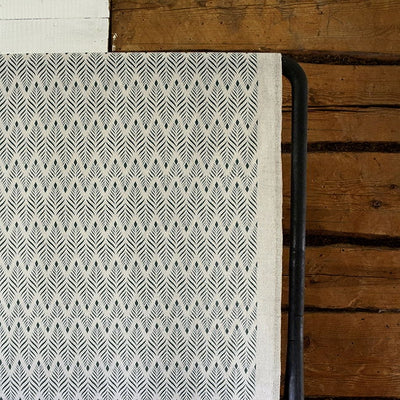 Sylvia Dark Pine - Dark Green abstract pattern on Natural fabric
