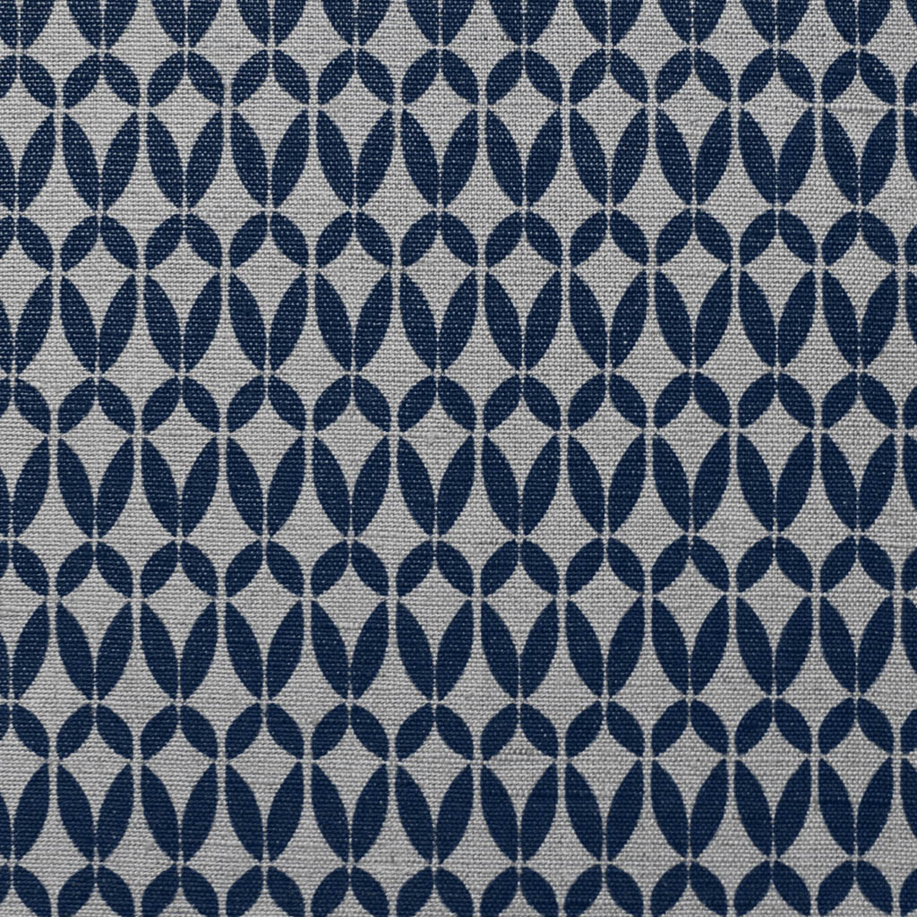 Siruna Deep Blue - Natural curtain fabric, Dark Blue contemporary print