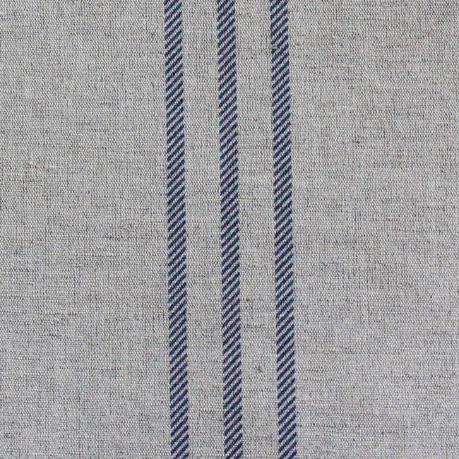 Telma Deep Blue - Blue stripes printed on Linen Cotton fabric