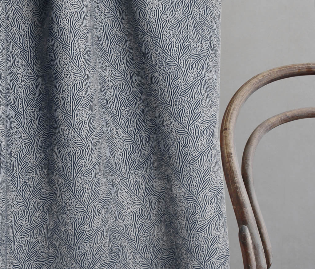 Alma Deep Blue - Linen fabric ideal for beautiful Blue linen curtains or blinds - Lifestyle Image