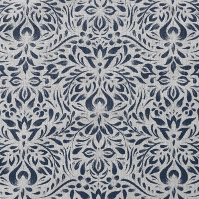Jasmi Deep Blue - Curtain fabric with  Dark Blue abstract print