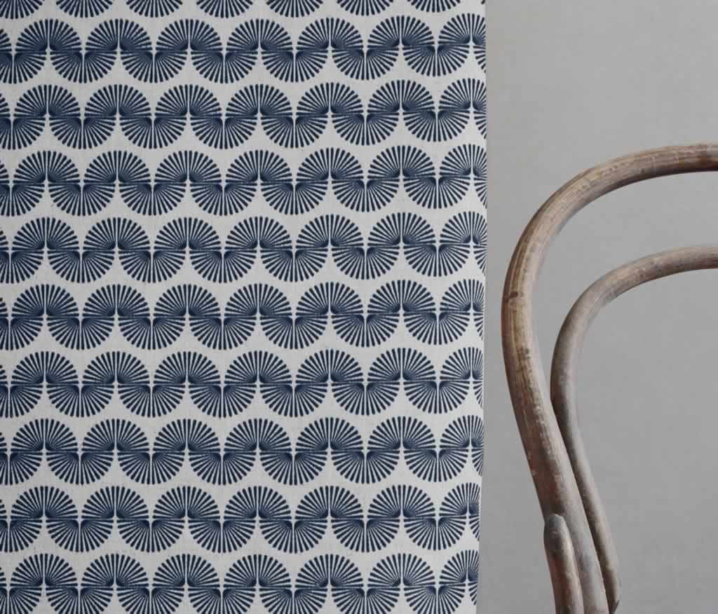 Ofira Deep Blue - Curtain fabric with Dark Blue abstract print