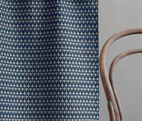 Siruna Deep Blue - Natural curtain fabric, Dark Blue contemporary print
