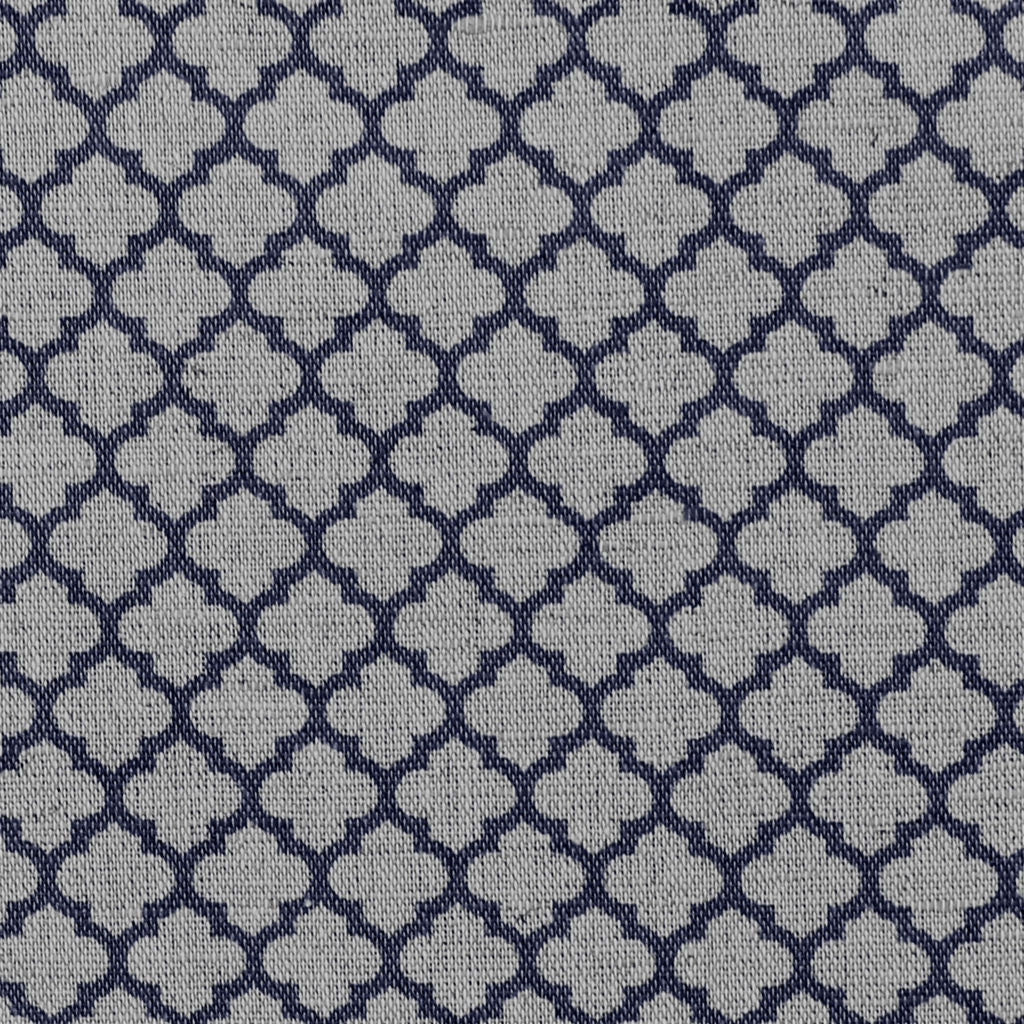 Jonna Deep Blue - Curtain fabric, dark blue moroccan clover pattern