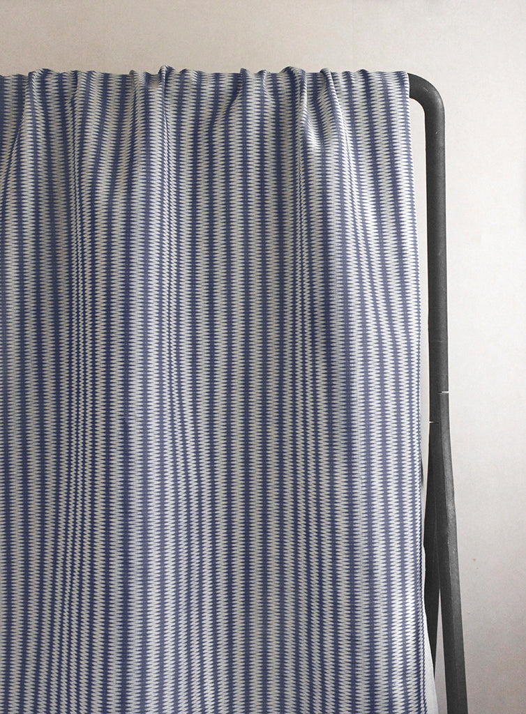 Ksenia Night Blue - Curtain fabric, abstract Blue pattern