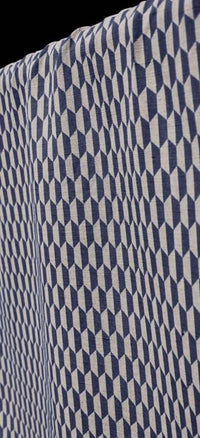 Lana Deep Blue - Fabric for curtains, Blue Print