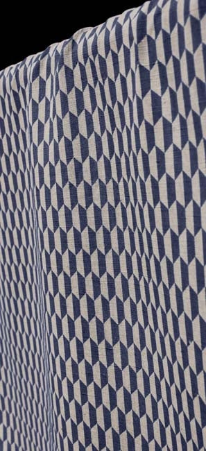 Lana Deep Blue - Fabric for curtains, Blue Print