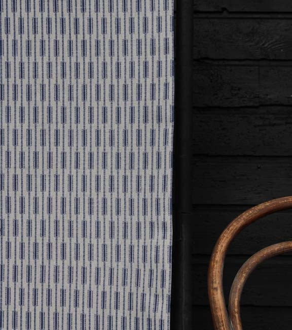 Millie Deep Blue - Curtain fabric, abstract Blue geometric pattern