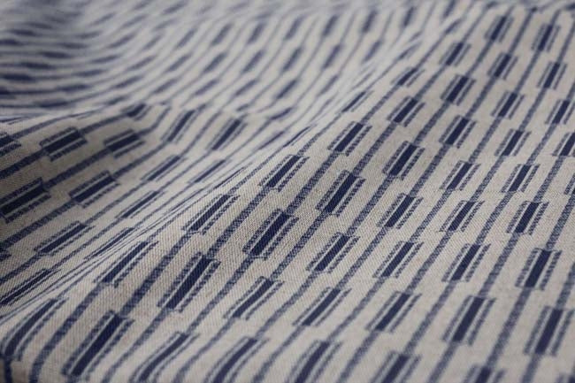 Millie Deep Blue - Curtain fabric, abstract Blue geometric pattern