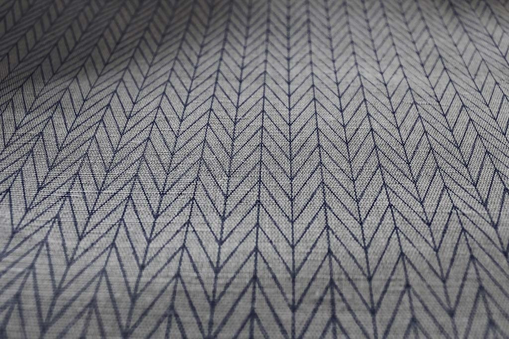 Ollie Deep Blue Curtain fabric, abstract blue herringbone pattern