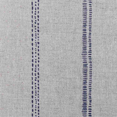 Rae Deep Blue - Curtain fabric with blue hand drawn stripes