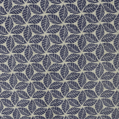Saana Deep Blue - Curtain fabric, abstract Dark Blue geometric pattern