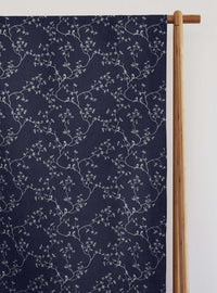 Goldfinch INV-Deep Blue - Curtain fabric with botanical print