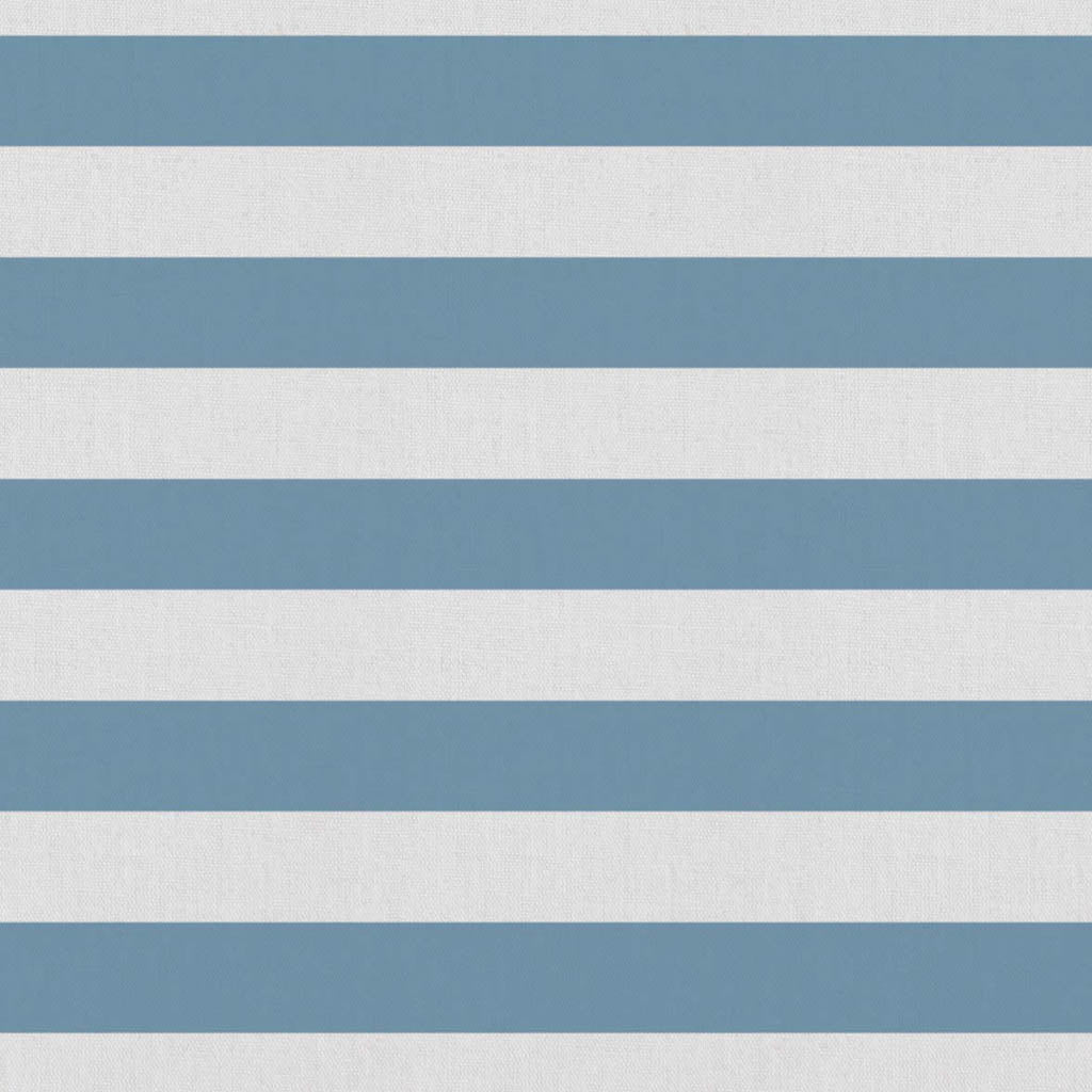Della Paris Blue-WHT - Linen curtain fabric, Blue horizontal  stripes