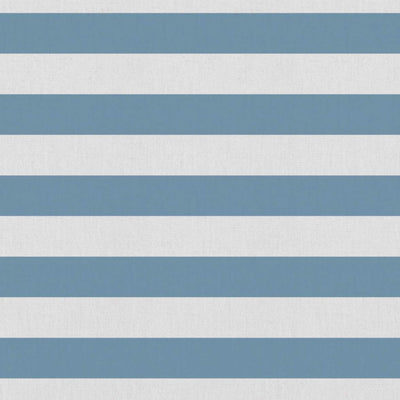 Della Paris Blue-WHT - Linen curtain fabric, Blue horizontal  stripes