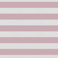 Della Peony-WHT - Linen curtain fabric, Pink horizontal  stripes