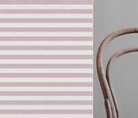 Della Peony-WHT - Linen curtain fabric, Pink horizontal  stripes