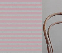 Della Summer Rose - Natural linen mix curtain fabric, Pink horizontal  stripes