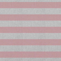 Della Summer Rose - Natural linen mix curtain fabric, Pink horizontal  stripes