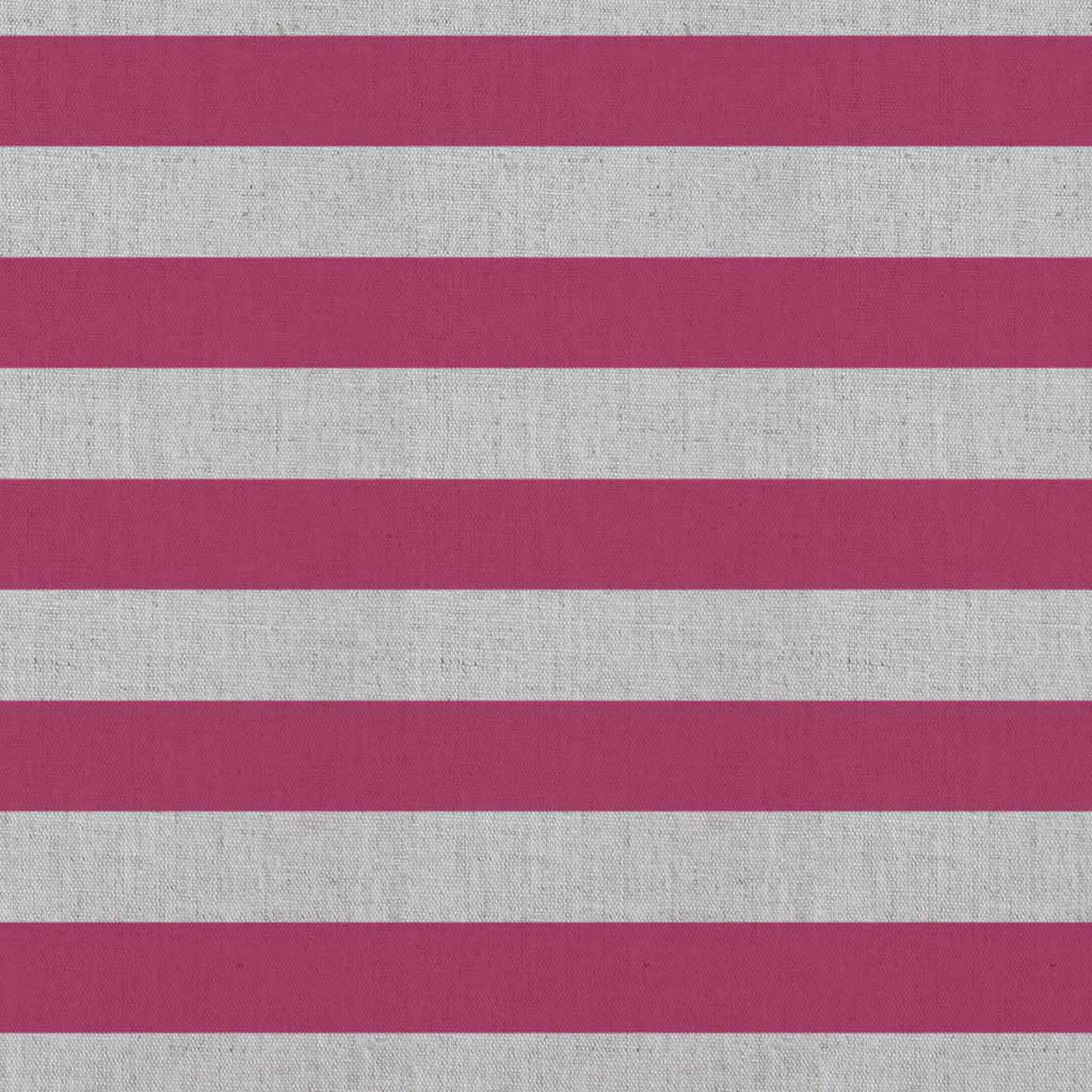 Della Wine - Natural linen mix curtain fabric, Red horizontal  stripes