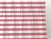 Della Wine-WHT - Linen curtain fabric, Red horizontal  stripes