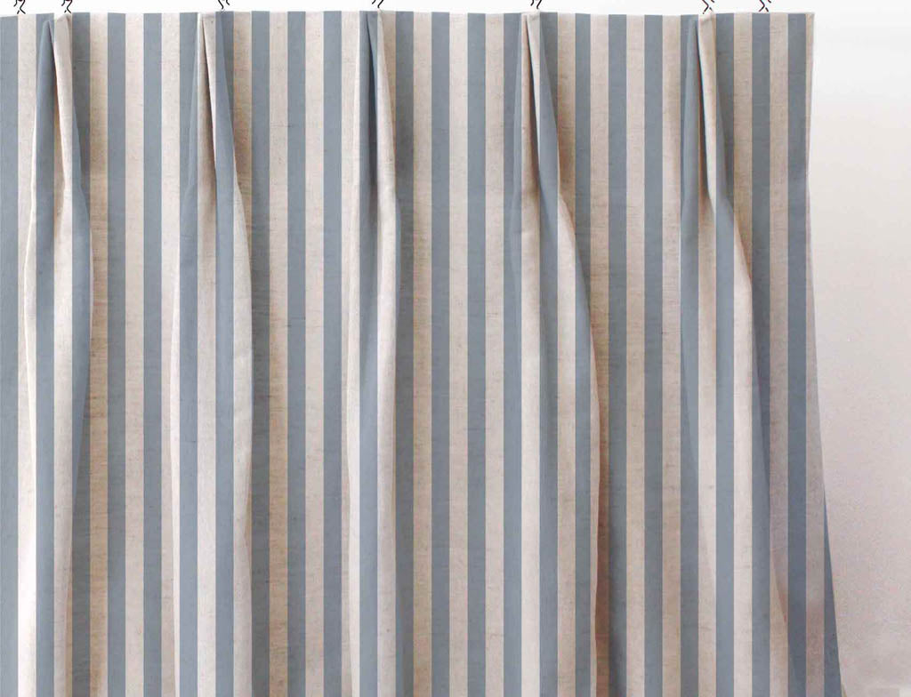 Liliana Denim-NAT - striped blue patterned fabric for curtains and blinds