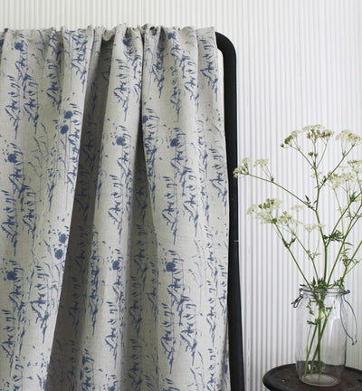 Breeze Denim - Curtain fabric with Blue botanical pattern