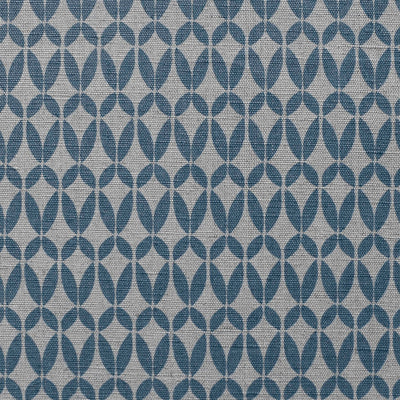 Siruna Denim - Natural curtain fabric, Blue contemporary print