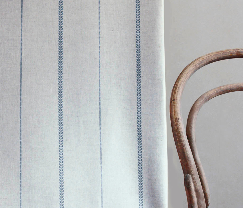 Berit-NAT Denim - curtain fabric with Blue striped print