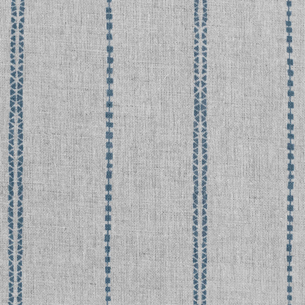 Inga-NAT Denim - Natural fabric with Blue decorative stripes, Linen Cotton mix