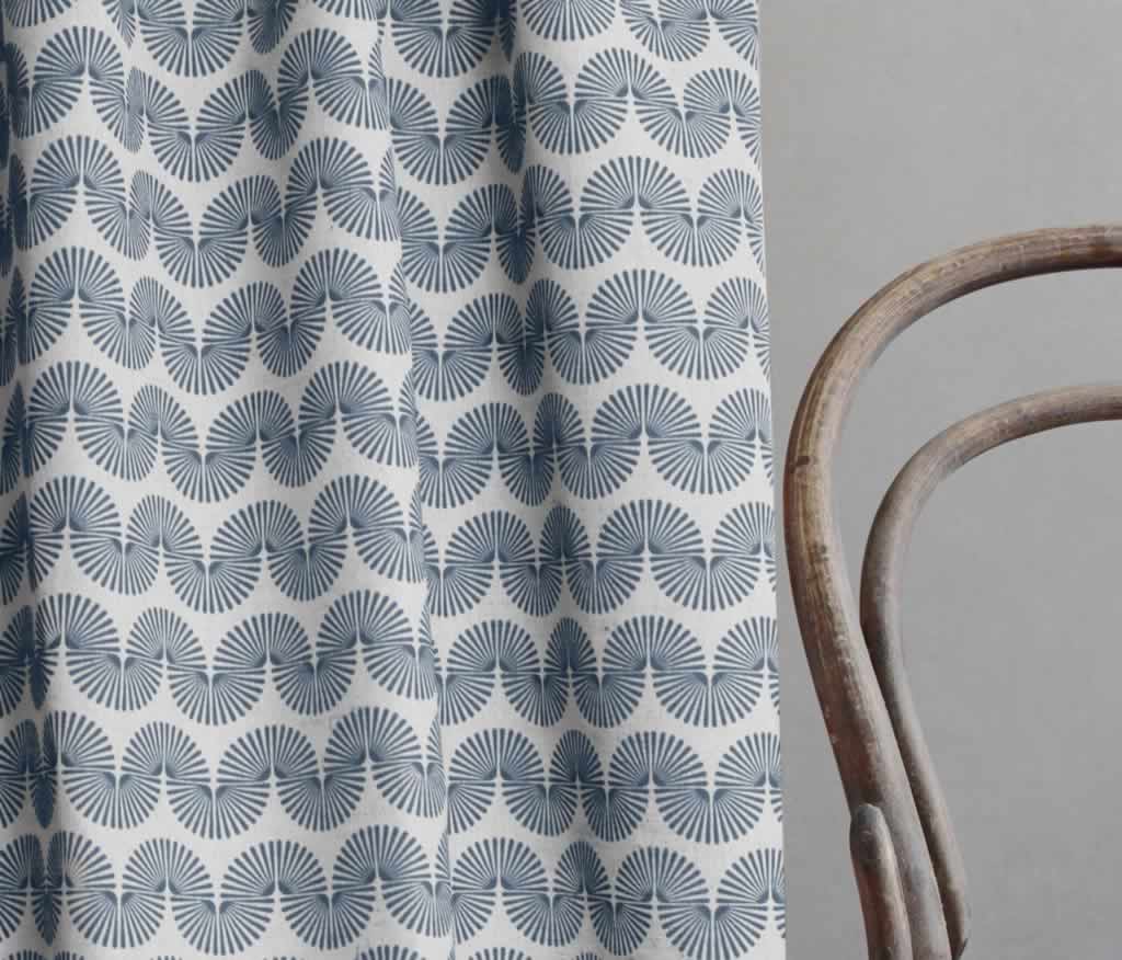 Ofira Denim - Curtain fabric with Blue abstract print