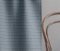 Siruna Denim - Natural curtain fabric, Blue contemporary print