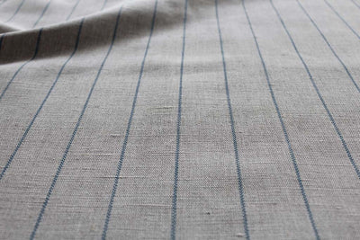 Solveig Denim - Curtain fabric with blue stripes