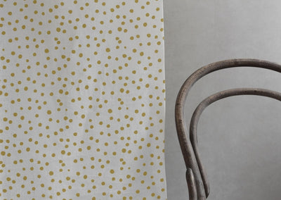 Dottie Dijon-WHT - Dotted fabric with Yellow spots, 100% Linen
