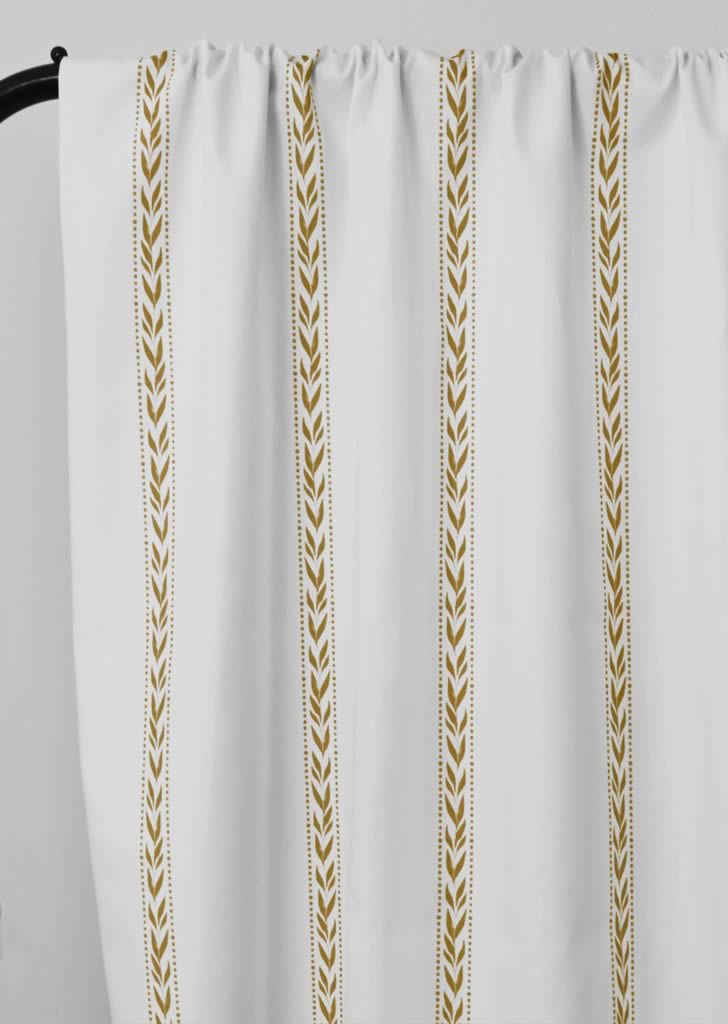 Helena Dijon - curtain fabric with Yellow striped print