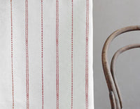 Inga Red - White fabric with Red decorative stripes, 100% Linen