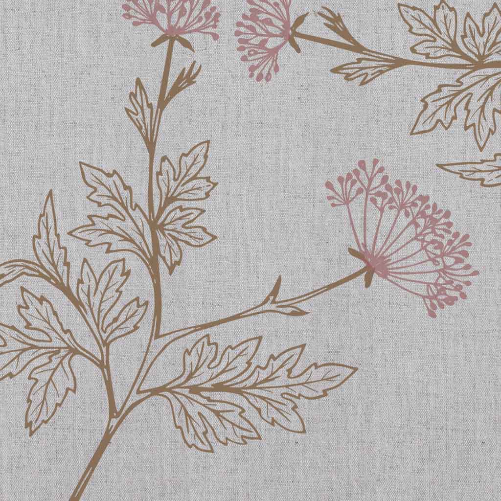 Emmy Dusty Pink - Natural fabric with botanical Pink and Brown print