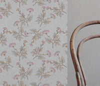 Emmy Dusty Pink - Natural fabric with botanical Pink and Brown print